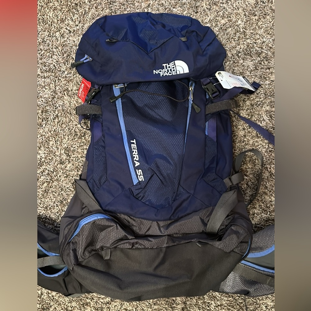 The North Face Blue and Black Backpack